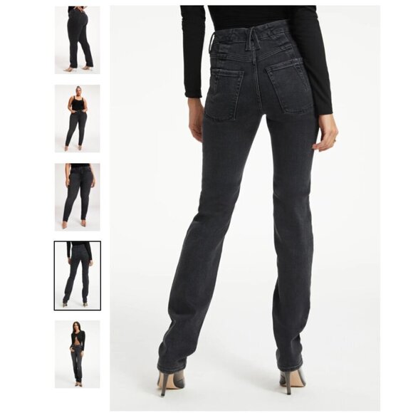 Good American Good Classic Black High Rise Straight Leg Size Size 12 Waist 31 - Picture 2 of 2